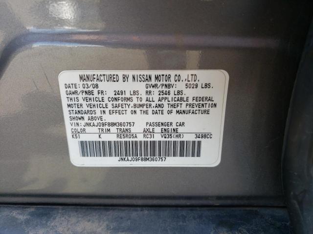 JNKAJ09F88M360757 - 2008 INFINITI EX35 BASE ვერცხლისფერი ფოტო 13