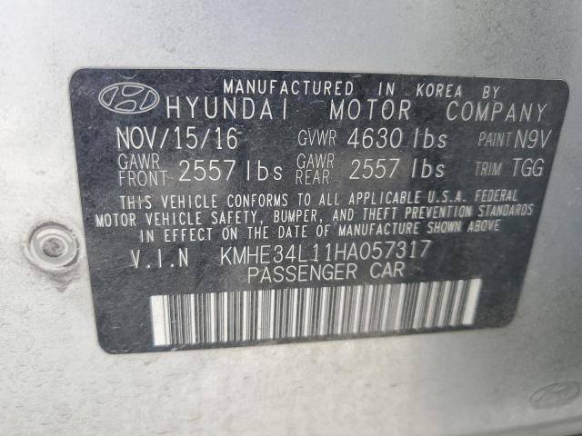 KMHE34L11HA057317 - 2017 HYUNDAI SONATA HYBRID SILVER photo 12