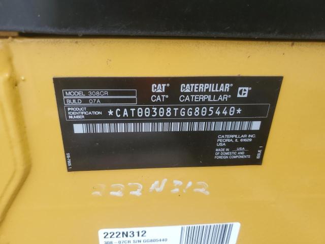 CAT00308TGG805440 - 2022 CATERPILLAR EXCAVATOR YELLOW photo 10