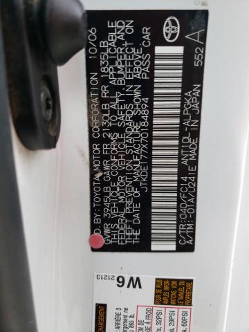 JTKDE177X70184894 - 2007 TOYOTA SCION TC 白色 照片 12