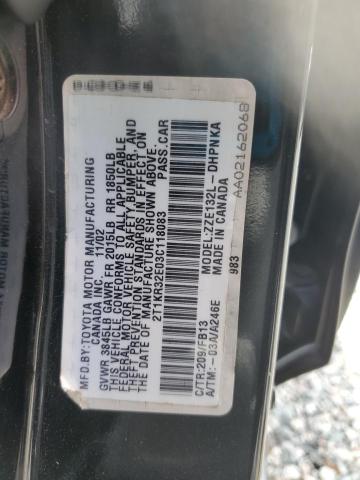 2T1KR32E03C118083 - 2003 TOYOTA COROLLA MA XR BLACK photo 12