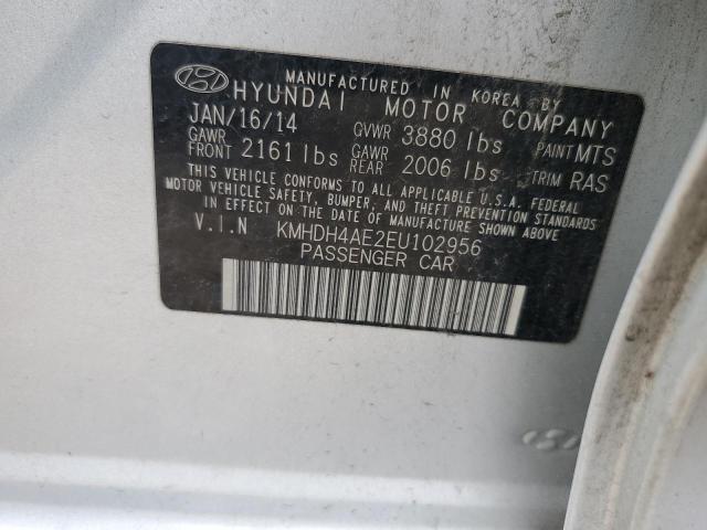 KMHDH4AE2EU102956 - 2014 HYUNDAI ELANTRA SE SILVER photo 12