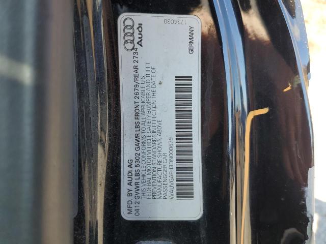 WAUVGAFH3DN000679 - 2013 AUDI S5 PRESTIGE BLACK photo 12