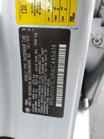 WBANV1C59AC445614 - 2010 BMW 528 XI SILVER photo 12