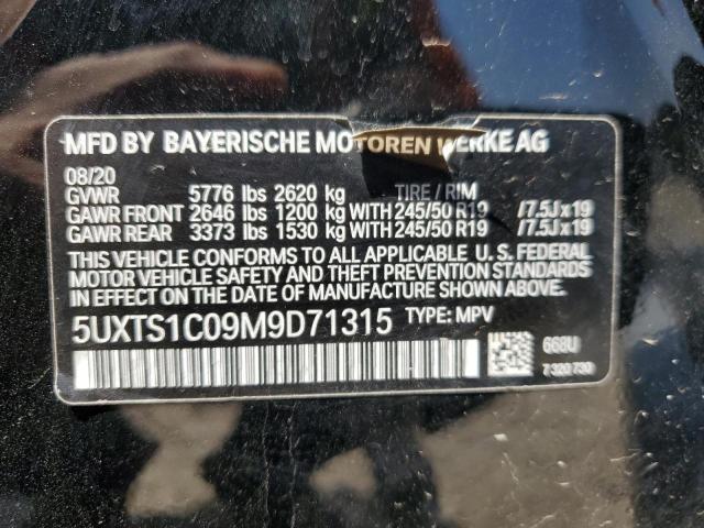 5UXTS1C09M9D71315 - 2021 BMW X3 XDRIVE30E BLACK photo 13