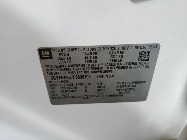 3GYFNFE37FS638193 - 2015 CADILLAC SRX PERFORMANCE COLLECTION Ақ фото 12