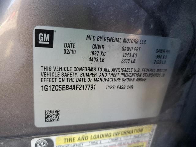 1G1ZC5EB4AF217791 - 2010 CHEVROLET MALIBU 1LT CHARCOAL photo 12