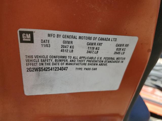 2G2WS542541234047 - 2004 PONTIAC GRAND PRIX GT2 ნარინჯისფერი ფოტო 12