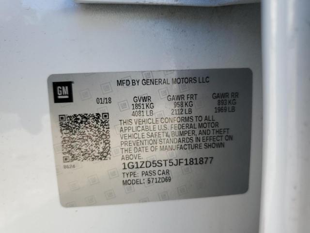 1G1ZD5ST5JF181877 - 2018 CHEVROLET MALIBU LT 白色 照片 12