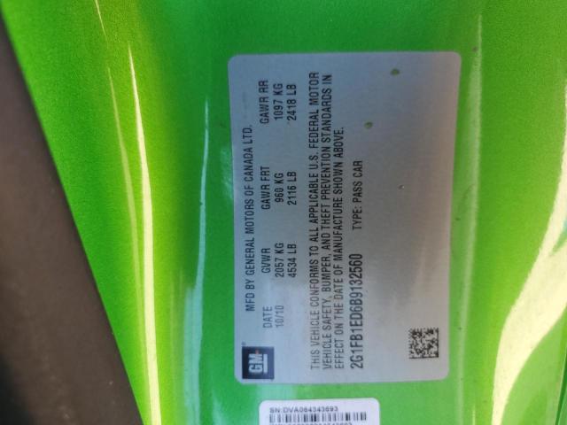 2G1FB1ED6B9132560 - 2011 CHEVROLET CAMARO LT Жасыл фото 12