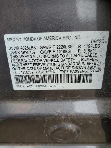 19UDE2F79LA012716 - 2020 ACURA ILX PREMIUM GRAY photo 13