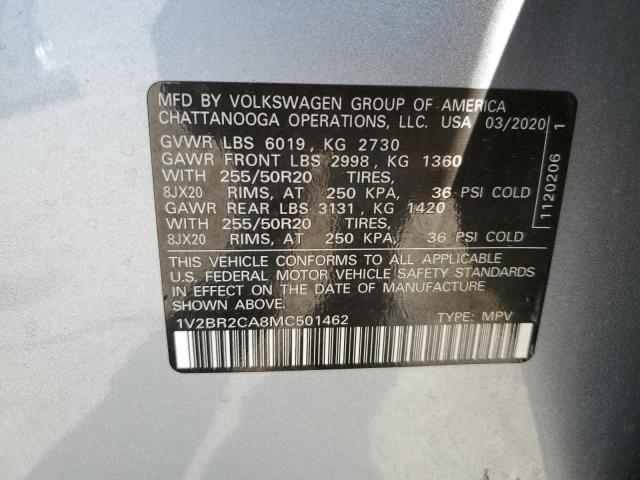 1V2BR2CA8MC501462 - 2021 VOLKSWAGEN ATLAS SEL Gümüş foto 13