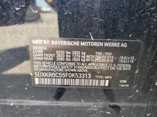 5UXKR0C55F0K53313 - 2015 BMW X5 XDRIVE35I BLACK photo 12