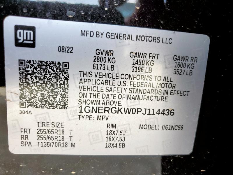 1GNERGKW0PJ114436 - 2023 CHEVROLET TRAVERSE LT BLACK photo 13