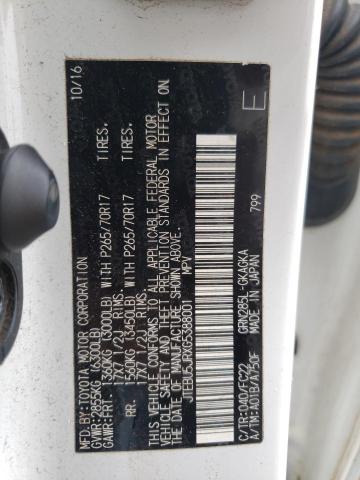 JTEBU5JRXG5388001 - 2016 TOYOTA 4RUNNER SR5/SR5 PREMIUM 白色 照片 10