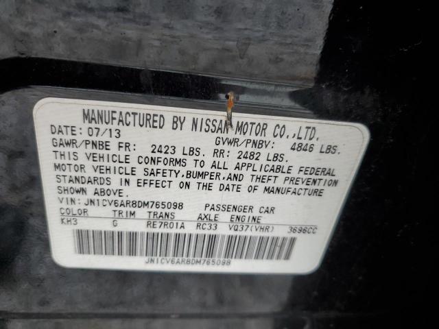 JN1CV6AR8DM765098 - 2013 INFINITI G37 BLACK photo 12