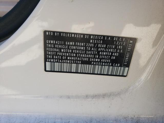 3VWDP7AJ9DM257798 - 2013 VOLKSWAGEN JETTA SE WHITE photo 12