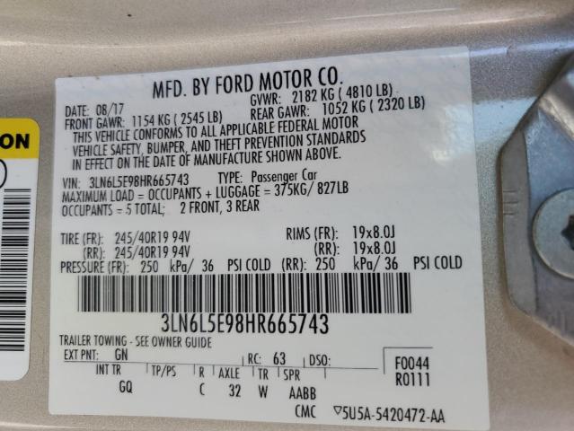 3LN6L5E98HR665743 - 2017 LINCOLN MKZ RESERVE GOLD photo 12