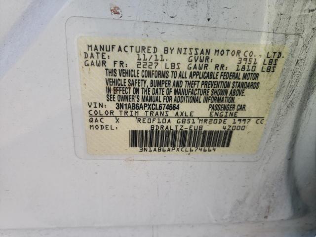 3N1AB6APXCL674664 - 2012 NISSAN SENTRA 2.0 WHITE photo 12