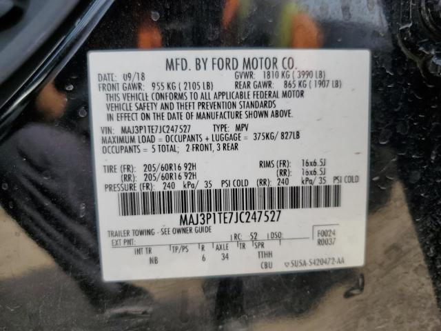 MAJ3P1TE7JC247527 - 2018 FORD ECOSPORT SE შავი ფოტო 13