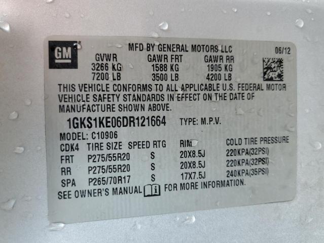 1GKS1KE06DR121664 - 2013 GMC YUKON XL C1500 SLT SILVER photo 14