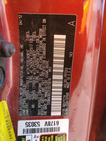 5TDKA3DC7CS013616 - 2012 TOYOTA SIENNA BASE RED photo 13