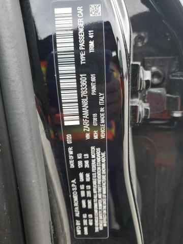 ZARFAMAN8L7633601 - 2020 ALFA ROMEO GIULIA შავი ფოტო 12