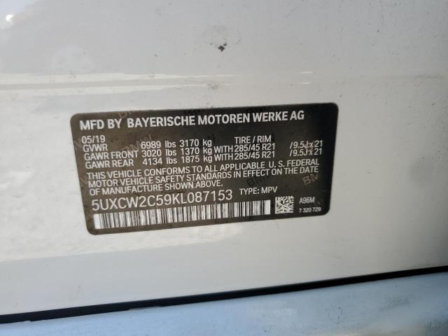 5UXCW2C59KL087153 - 2019 BMW X7 XDRIVE40I Ağ foto 12