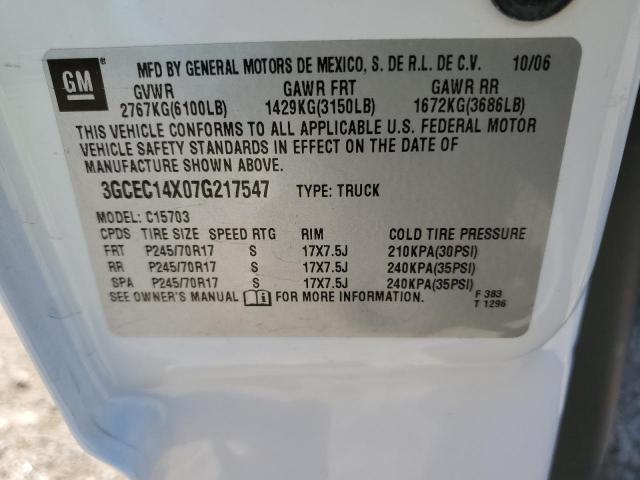 3GCEC14X07G217547 - 2007 CHEVROLET SILVERADO C1500 CLASSIC WHITE photo 13