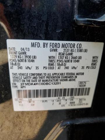 2FMDK4KC0DBC13251 - 2013 FORD EDGE LIMITED BLACK photo 13