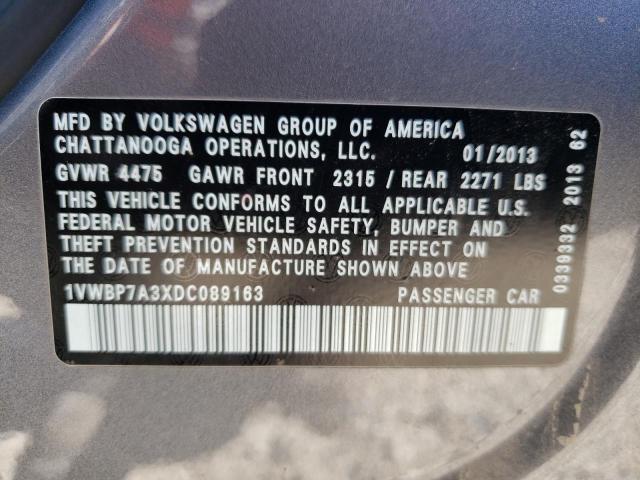 1VWBP7A3XDC089163 - 2013 VOLKSWAGEN PASSAT SE ნაცრისფერი ფოტო 12