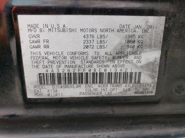 4A32B2FF0BE019421 - 2011 MITSUBISHI GALANT FE BLACK photo 12