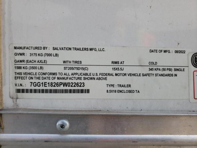 7GG1E1826PW022623 - 2023 SALV TRAILER WHITE photo 10