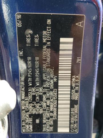 5TDKKRFH3GS155833 - 2016 TOYOTA HIGHLANDER XLE Mavi foto 14