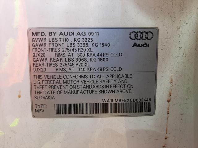 WA1LMBFEXCD003446 - 2012 AUDI Q7 PREMIUM PLUS WHITE photo 13