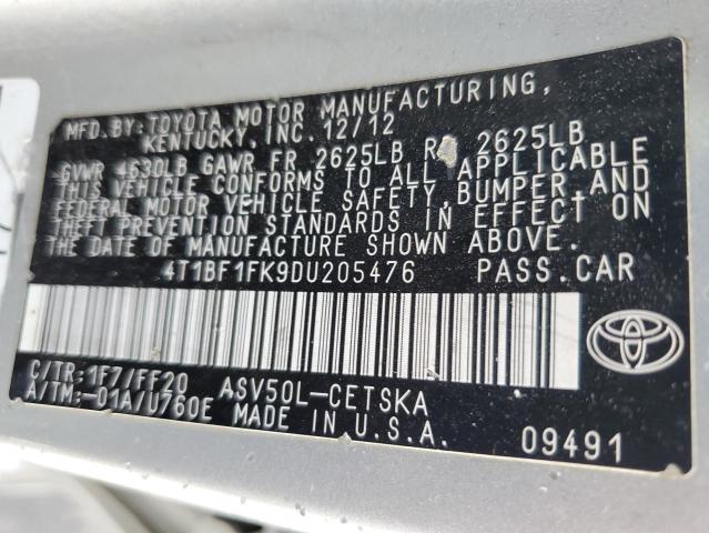 4T1BF1FK9DU205476 - 2013 TOYOTA CAMRY L SILVER photo 12