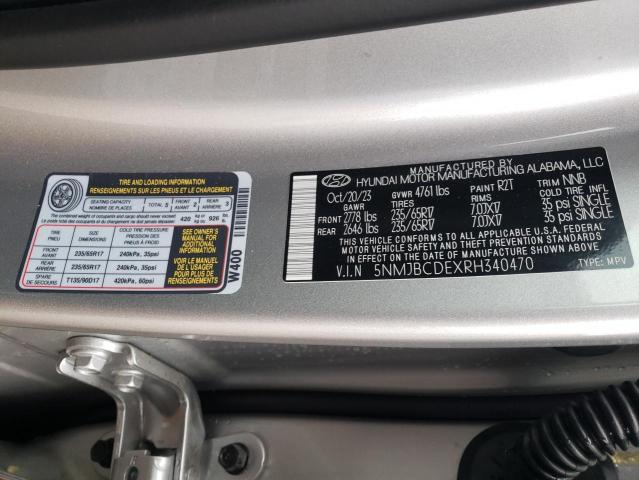 5NMJBCDEXRH340470 - 2024 HYUNDAI TUCSON SEL SILVER photo 13