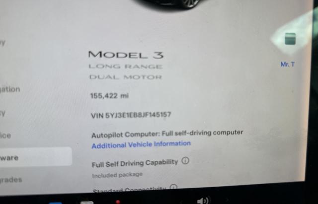 5YJ3E1EB8JF145157 - 2018 TESLA MODEL 3 BLACK photo 8