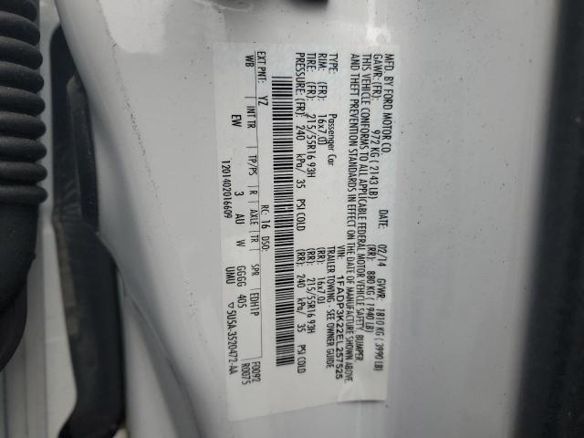 1FADP3K22EL257525 - 2014 FORD FOCUS SE WHITE photo 12