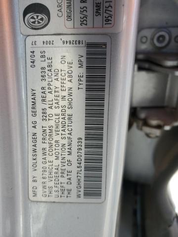 WVGHH77L54D079339 - 2004 VOLKSWAGEN TOUAREG TDI 5.0 SILVER photo 12