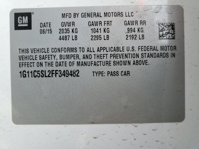 1G11C5SL2FF349482 - 2015 CHEVROLET MALIBU 1LT WHITE photo 13