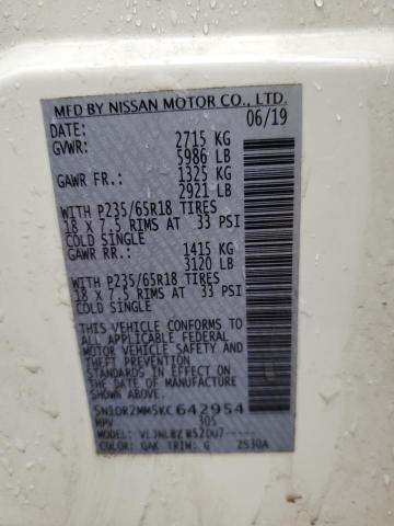 5N1DR2MM5KC642954 - 2019 NISSAN PATHFINDER S WHITE photo 13