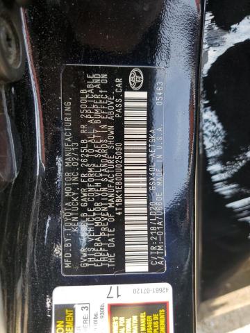 4T1BK1EB0DU025090 - 2013 TOYOTA AVALON BASE 黑色 照片 12