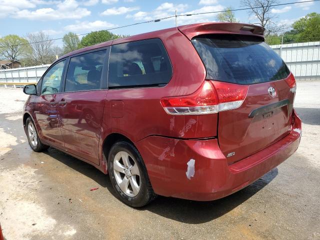 5TDZK3DC1DS287911 - 2013 TOYOTA SIENNA RED photo 2