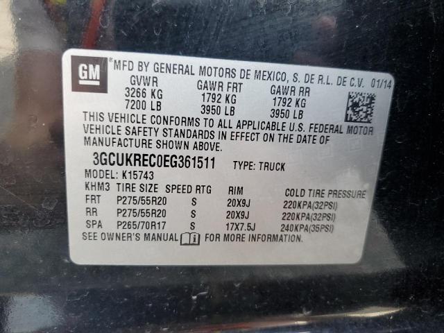 3GCUKREC0EG361511 - 2014 CHEVROLET SILVERADO K1500 LT BLACK photo 12