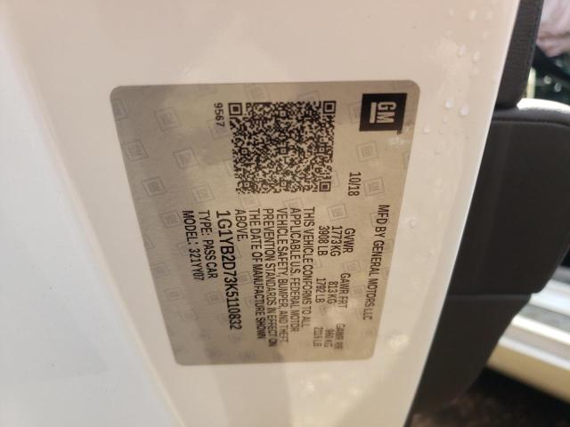 1G1YB2D73K5110832 - 2019 CHEVROLET CORVETTE STINGRAY 1LT WHITE photo 13