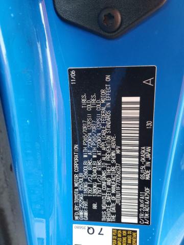 JTEBU11F770056237 - 2007 TOYOTA FJ CRUISER BLUE photo 12