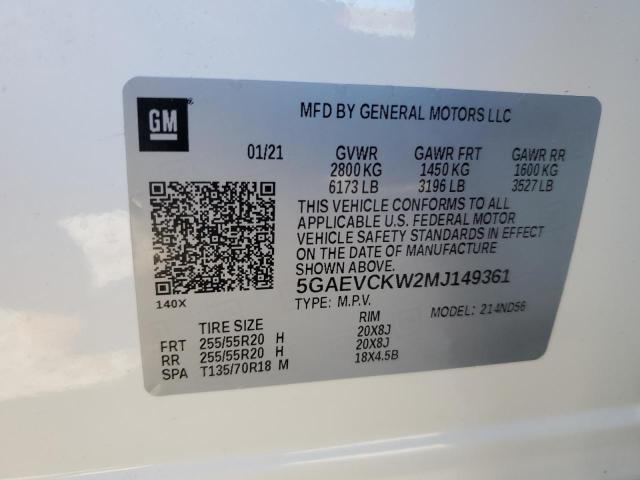5GAEVCKW2MJ149361 - 2021 BUICK ENCLAVE AVENIR WHITE photo 14