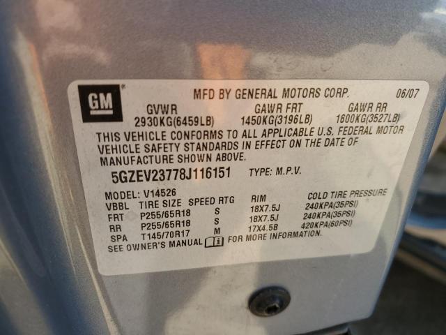 5GZEV23778J116151 - 2008 SATURN OUTLOOK XR GRAY photo 13