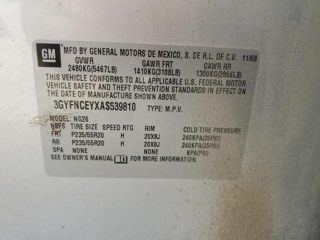 3GYFNCEYXAS539810 - 2010 CADILLAC SRX PREMIUM COLLECTION Күміс фото 14